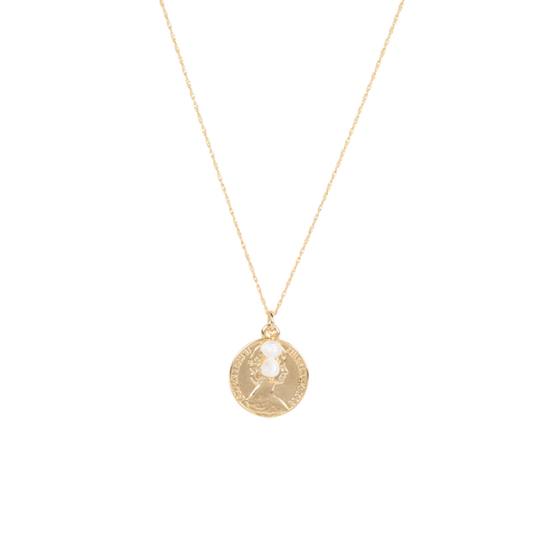 Big Elizabeth coin necklace freshwater pearls