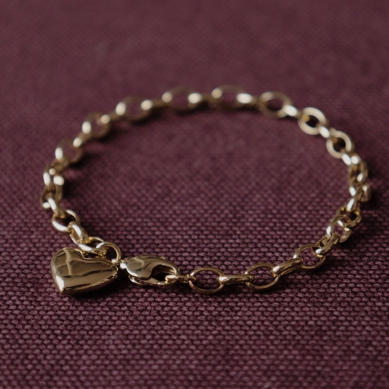 Solid heart chain bracelet