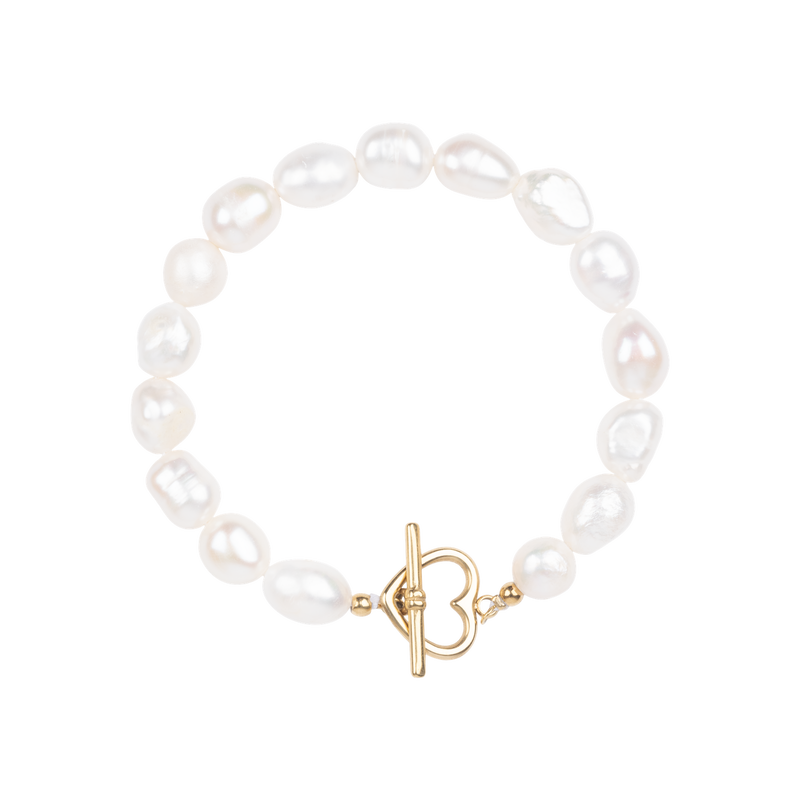 Freshwater pearl bracelet heart lock