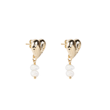 Big solid heart earrings freshwater pearls