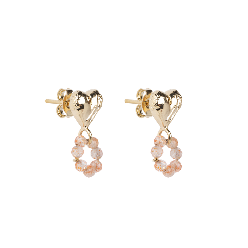 Small solid heart earrings Sunstone