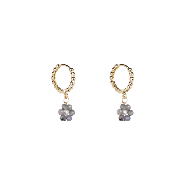 Beaded earrings flower Labradorite
