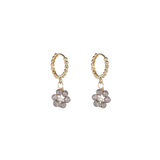 Beaded earrings flower Smokey Quartz