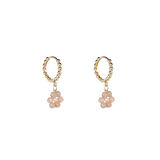 Beaded earrings flower Peach Moonstone