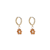 Beaded earrings flower Hessonite Garnet