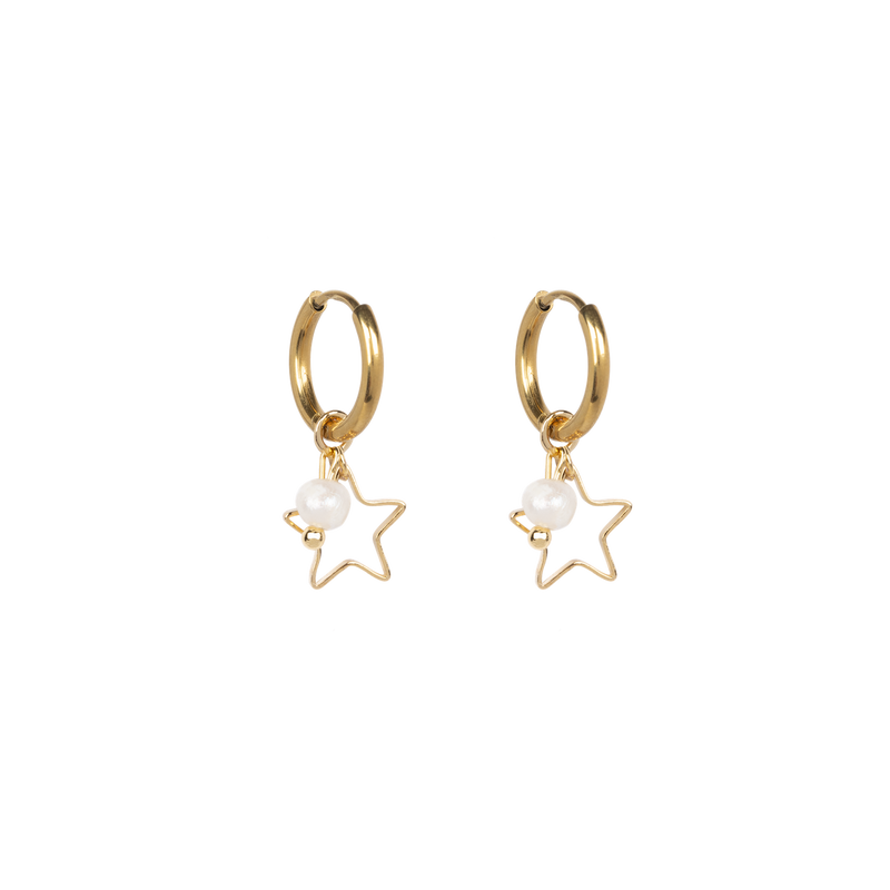 Star earrings freshwater pearl