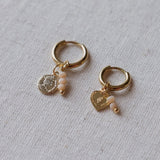 Elizabeth heart coin earrings peach