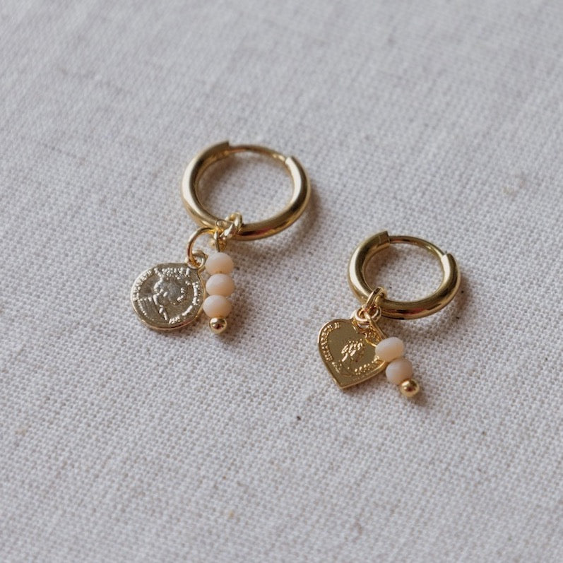 Small elizabeth coin earrings peach