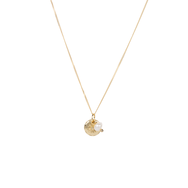 Organic daisy coin necklace freshwater pearl