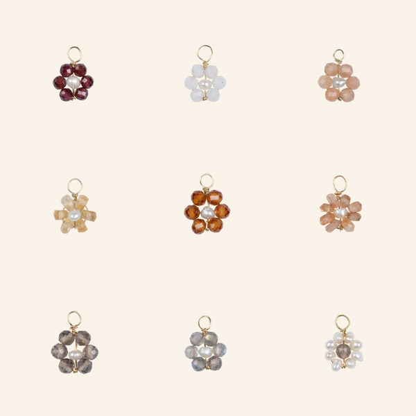 Labradorite wild flower charm earrings